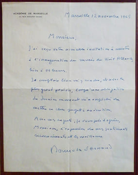 Lettre signée, 1 page.. BOUYALA D'ARNAUD (André).