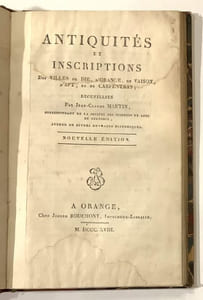 Antiquités et inscriptions des villes de Die, d'Orange, de Vaison, d'Apt et de Carpentras.