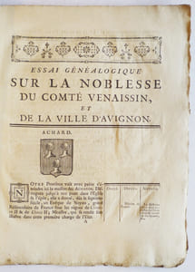 Essai généalogique sur la noblesse du Comté Venaissin et d'Avignon, dédié aux états de cette province.