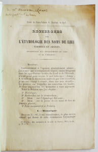Recherches sur l'étymologie des noms de lieu terminés en "argues", appartenant aux départements du Gard et de l'Hérault.