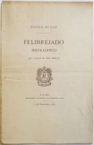 Escolo de Lar. Felibrejado mistralenco pèr l'estivet de Sant Martin.