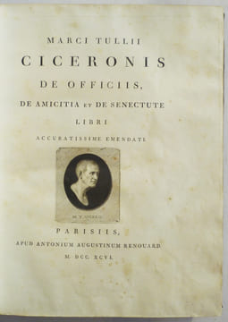 Marci Tulli Ciceronis de officiis, de amicitia et de senectute libri.. CICERON (Marcus Tullius Cicero)