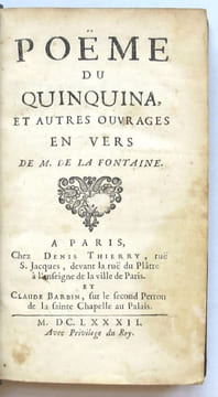 Poème du Quinquina, et autres ouvrages en vers.. LA FONTAINE (Jean de)