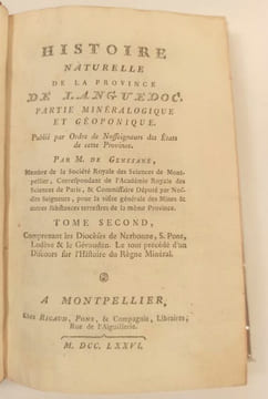 Histoire naturelle de la province de Languedoc, partie minéralogique et géoponique. Avec un réglement instructif sur la manière d'exploiter les mines ...