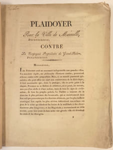 Plaidoyer pour la ville de Marseille, défenderesse, par CHAUDON Fils, Avocat, contre la Compagnie Propriétaire du Grand-Théâtre, Demanderesse .