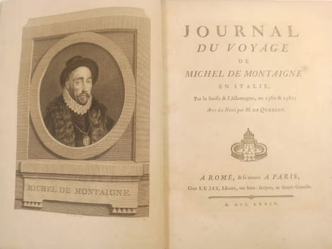 Journal du Voyage de Michel de Montaigne en Italie par la Suisse et l'Allemagne en 1580 & 1581. Notes par M. de Querlon.. MONTAIGNE Michel de.