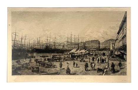 Quai de la Fraternité. Eau-forte de Lucien Gautier.. GRAVURE - MARSEILLE - Quai de la Fraternité Quai de la Fraternité