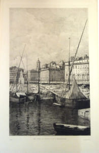 Un coin du Vieux port à Marseille. Eau-forte de Lucien Gautier.