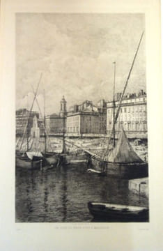 Un coin du Vieux port à Marseille. Eau-forte de Lucien Gautier.. GRAVURE - MARSEILLE - Un coin du Vieux port .