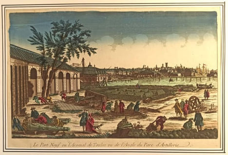 Le Port Neuf ou l'Arsenal de Toulon vu de l'Angle du Parc d'Artillerie... GRAVURE - PROVENCE - Arsenal de Toulon VUE D'OPTIQUE