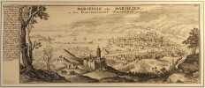 Marseille (vue générale dite "Au gros arbre"), gravure de Merian.. GRAVURE - MARSEILLE - Vue générale Marseille vue au gros arbre