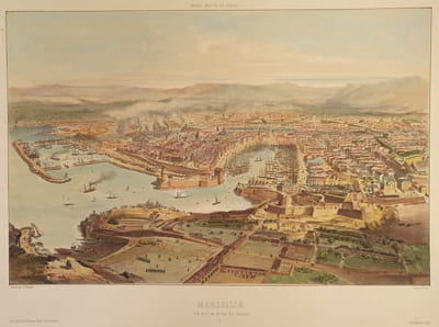 Marseille vue prise au-dessus des Catalans, illustration de Guesdon.
