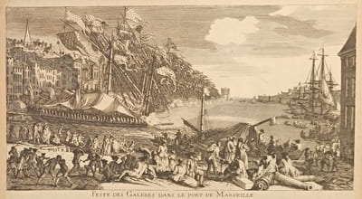 Feste des galères dans le port de Marseille, d'après Rigaud.