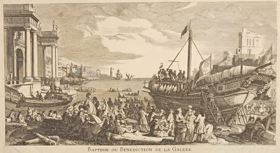 Bapteme ou Bénédiction de la Galère d'après Rigaud.
