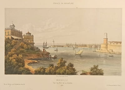 Marseille, vue prise de l'Hôtel de la Tour, dessin de Deroy.