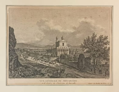 Vue générale du Monastère et de l'Eglise des Chartreux de Marseille, dessin de Meunier.