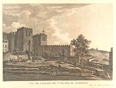Vue de l'Eglise de St Victor à Marseille, dessin de Meunier.