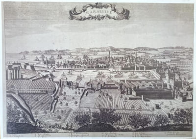 Marseille, ville et port fameux en Provence, gravure d'Aveline.