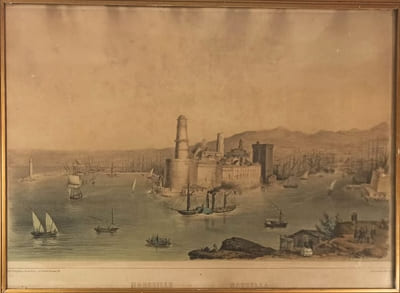 Marseille - Marsella (vue prise de la réserve), lithographie de Courtin.