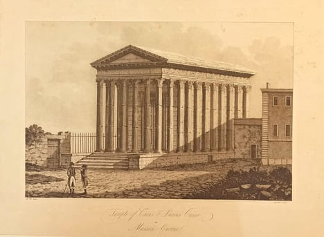 Nimes, Maison carrée, lithographie d'Apostool.. GRAVURE - LANGUEDOC - Nimes Maison carrée - Apostool