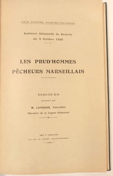 Les prud'hommes pêcheurs marseillais. Audience sonnelle de rentrée du 8 octobre 1938.. LAPIERRE.