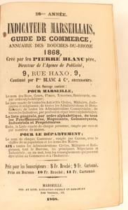 Indicateur marseillais, guide de commerce, annuaire des Bouches du Rhône pour l'année 1868.