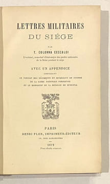 Lettres militaires du Siège.. COLONNA CECCALDI (Tiburce).
