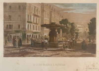 Le cours Belzunce (sic) à Marseille, lithographie de Boehm.