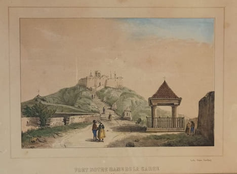 Fort Notre-Dame de la Garde lithographié par Viale.. GRAVURE - MARSEILLE - Fort Notre Dame - Viale