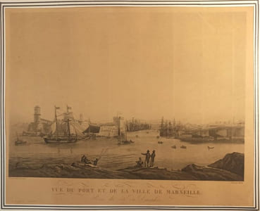 Vue du Port et de la ville de Marseille prise du côté du Dauphin, gravure de Charon.