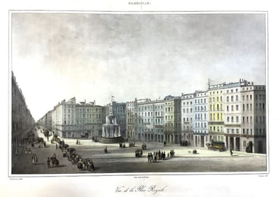 Vue de la Place Royale, lithographie de Sorrieu.