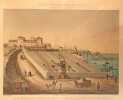 Vue du chantier des blocs artificiels prise d'Arenc en juin 1858, époque où ce chantier était en pleine activité, lithographie de F. Canquoin.. ...