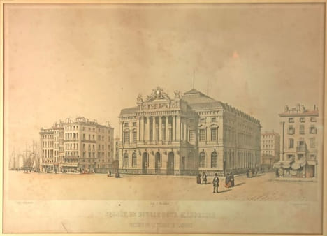 Projet de Bourse pour Marseille présenté par la Chambre de Commerce, lithographié par Victor Cassien.. GRAVURE - MARSEILLE - Projet de Bourse 