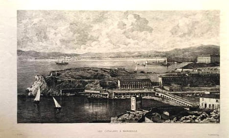 Les Catalans à Marseille, eau-forte de Lucien Gautier.. GRAVURE - MARSEILLE - Les Catalans - Gautier