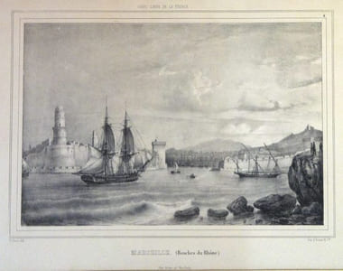 Marseille, lithographie de Ferdinand Perrot.