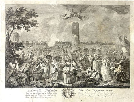Marseille defendue par les citoyennes en 1524 (contre les troupes de Charles Quint) gravé par Louis-Alexandre Debuigne.. GRAVURE - MARSEILLE - Les ...