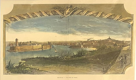 Marseille, vue prise du Pharo, d'après Karl.. GRAVURE - MARSEILLE - Vue du Pharo 