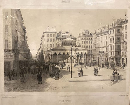 Marseille, place Royale par Delaplane.. GRAVURE - MARSEILLE - Place Royale- Delaplane