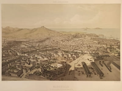 Marseille vue prise au-dessus de la gare, illustration de Guesdon.