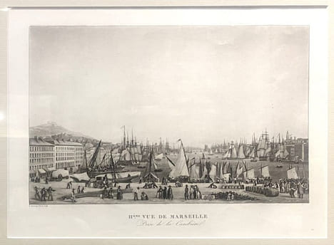2 ème vue de Marseille, prise de la Canebière, lithographie de Garneray.. GRAVURE - MARSEILLE - Prise de la Canebière - Garneray