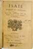 ISAIE. Traduit en français. Avec une explication tirée des Saints Pères & des auteurs ecclésiastiques.. RELIURE AUX ARMES DE LA VILLE DE MARSEILLE ...