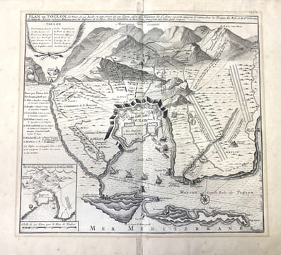 Plan de Toulon, la vue de sa rade et situation de ses tours, celles des hauteurs de Ste Anne où sont campées et retranchées les troupes du Roi.... ...