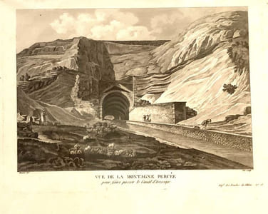 Vue de la montagne percée pour faire passer le canal d'arrosage (Orgon)
