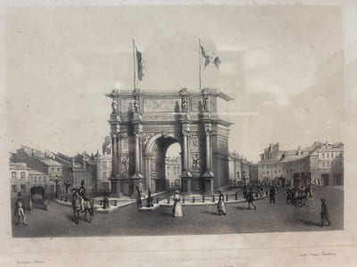 Arc de Triomphe à Marseille - lithographie en deux tons de Viale Geoffroy editée par Ruspini