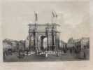 Arc de Triomphe &agrave; Marseille - lithographie en deux tons de Viale Geoffroy edit&eacute;e par Ruspini. GRAVURE MARSEILLE - Arc de triomphe