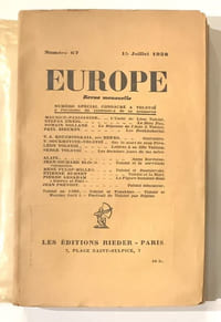 Numéro 67 spécial (15 juillet 1928) de la revue EUROPE, consacré à Tolstoï.