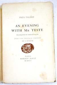 An evening with Mr. Teste. Translated by Ronald Davis, avec une préface inédite de l'auteur.
