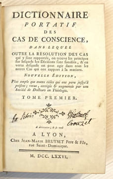 Dictionnaire portatif des cas de Conscience. MORENAS] (François).