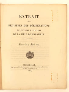 EXTRAITdes Registres des délibérations du Conseil Municipal de la ville de Marseille.Séance du 4 mai 1824.