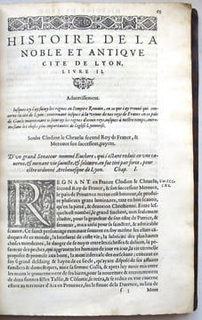 Mémoires de l'histoire de Lyon. Avec une table des choses mémorables contenues dans ce présent livre.. PARADIN DE CUISEAUX (Guillaume).